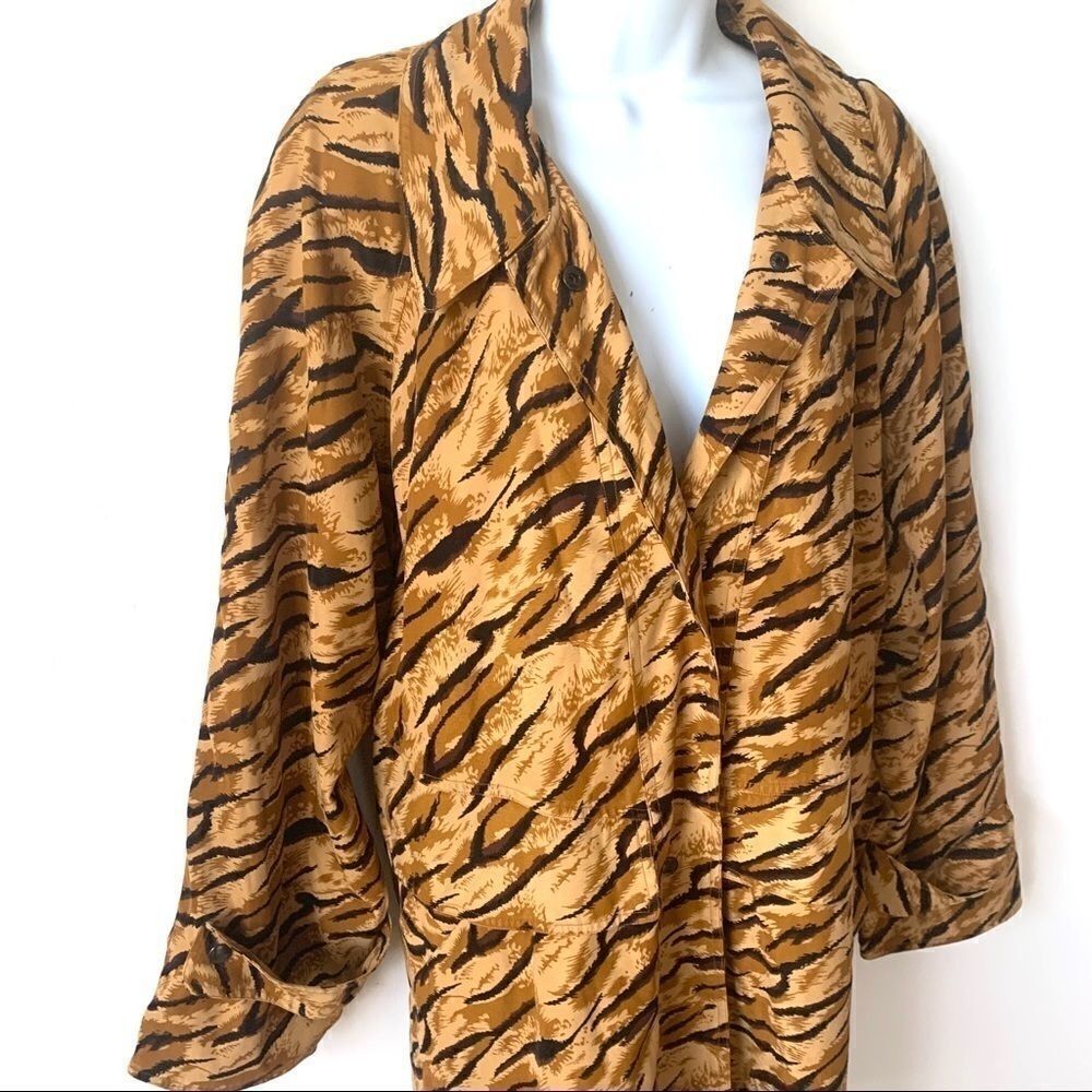 WATER RESISTANT TIGER ANIMAL PRINT TRENCH RAINCOAT